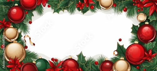 Christmas decor frame mockup. Christmas decor frame mockup Horizontal Illustration line art cartoon . For banners, posters, gift cads, advertising. AI generated.