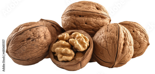 Walnuts isolated on white background. Nuts on a white background. Generative artificial intelligence photo