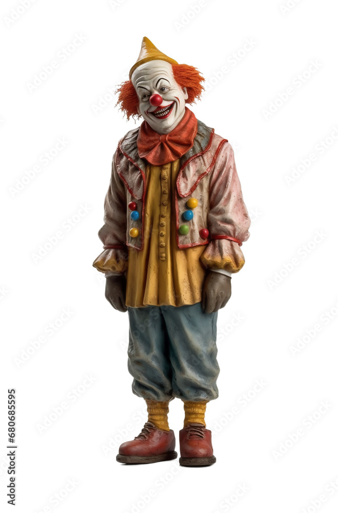 Clown figure on a white background. Generative artificial intelligence