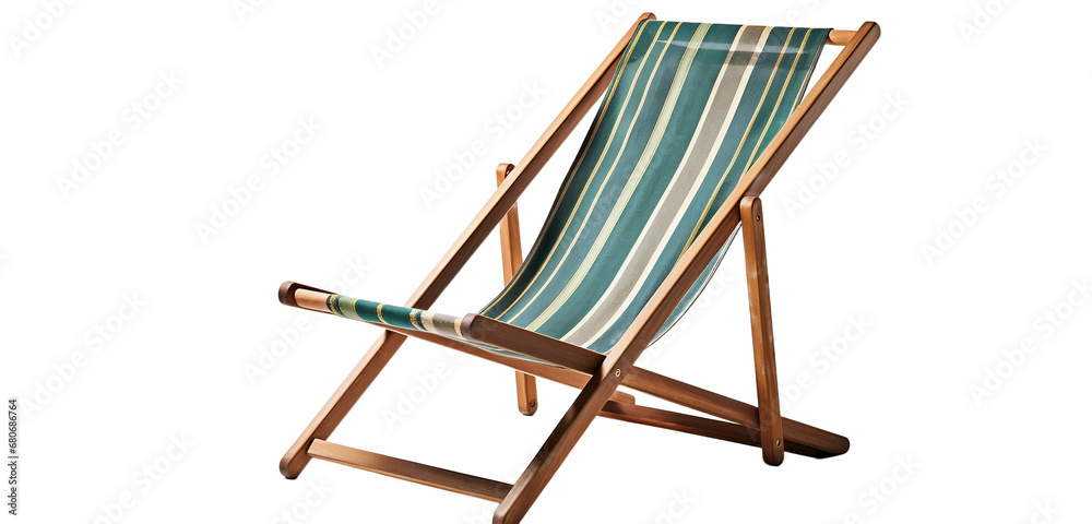 Beach chair isolated on white. Deckchair on a light background. Generative artificial intelligence