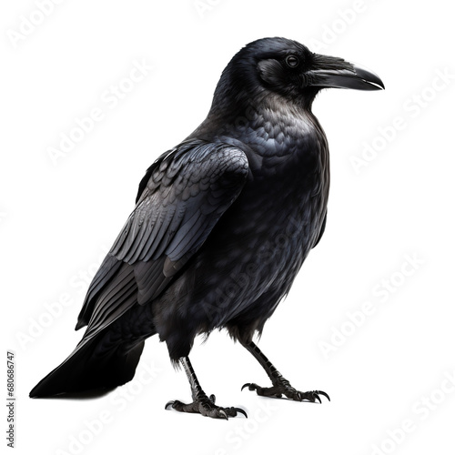 Bird  black raven on a light background. Generative artificial intelligence