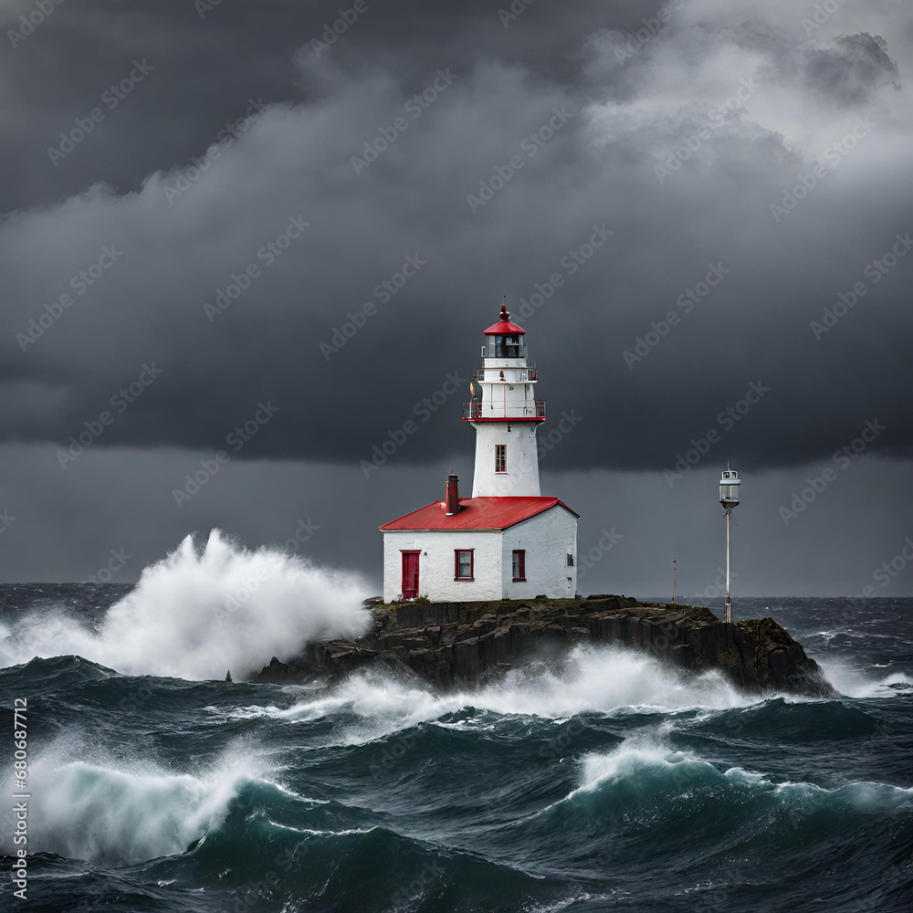 Mutiger Leuchtturm trotzt den tosenden Wellen des Sturms