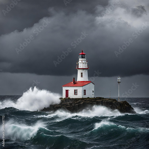 Mutiger Leuchtturm trotzt den tosenden Wellen des Sturms