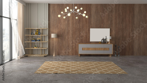 Empty interior room 3d Render. Modern interior design . front view