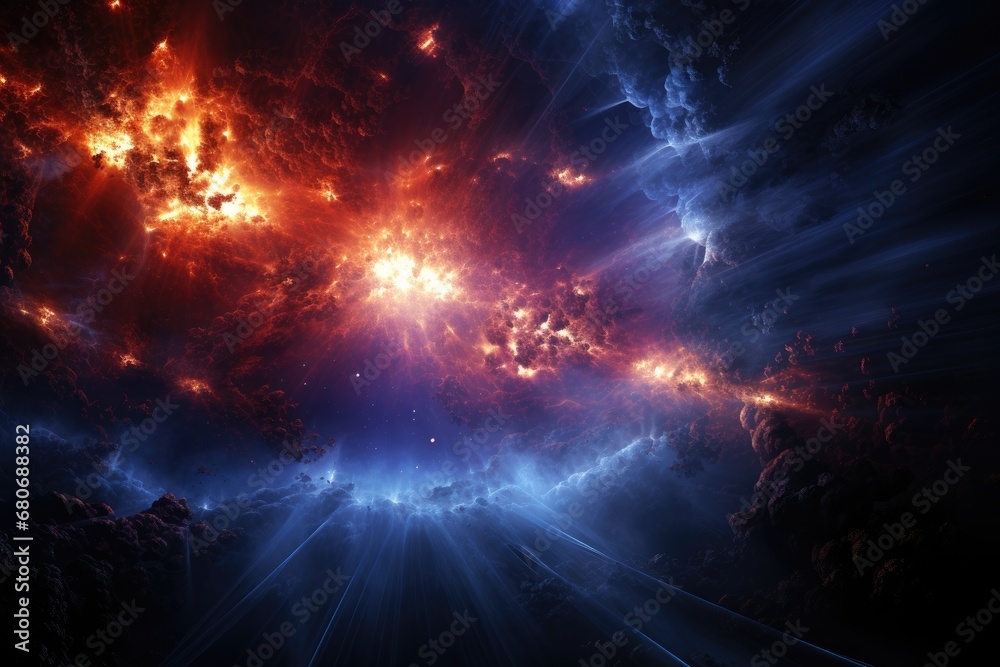 Obraz premium Abstract scientific universe background. planet earth, moon in space. Generative AI