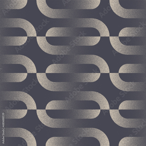 Retro Style Luxurious Trendy Seamless Pattern Vector Dot Work Abstract Background. 1950s 1960s 1970s Old Fashioned Repetitive Wallpaper Textile Design For Cloth. Halftone Endless Art Illustration