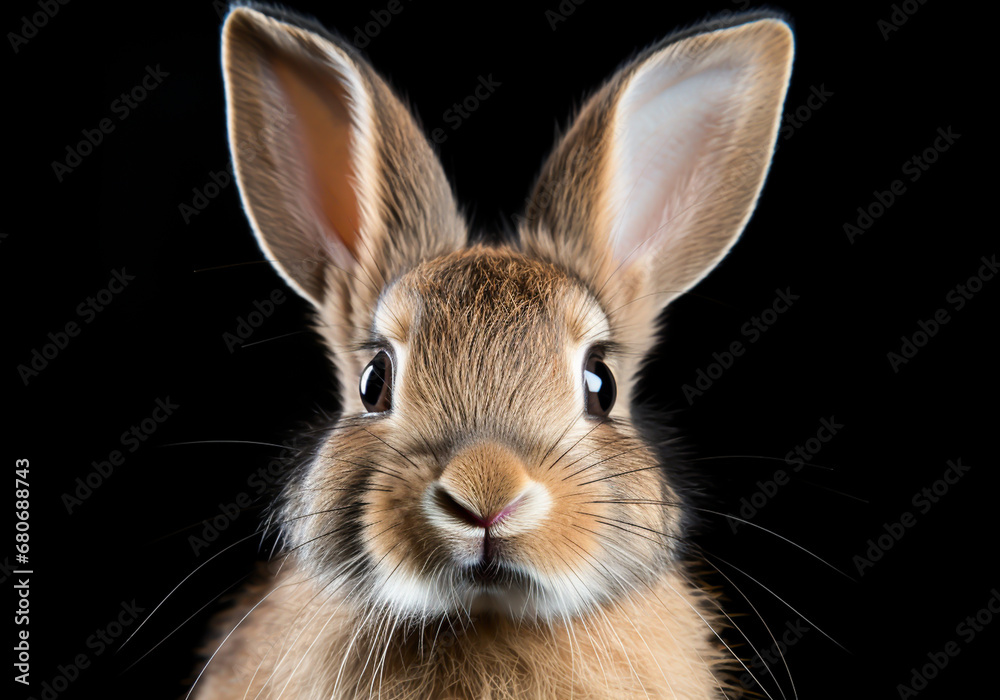 Obraz premium Rabbit portrait on dark background. AI generated