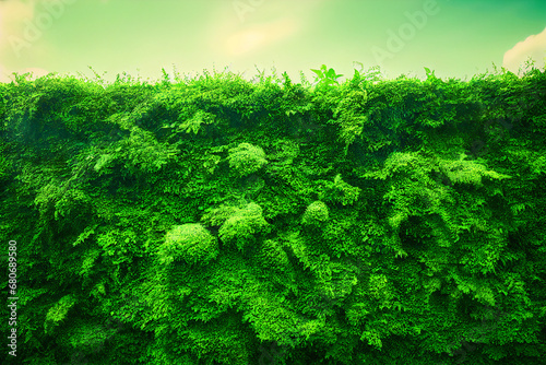Wall of Lush Green Foliage, Hedge, Background, Texture photo