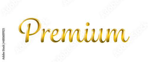 Premium text title, luxury premium vector, cursive calligraphic font, golden  metallic texture. photo