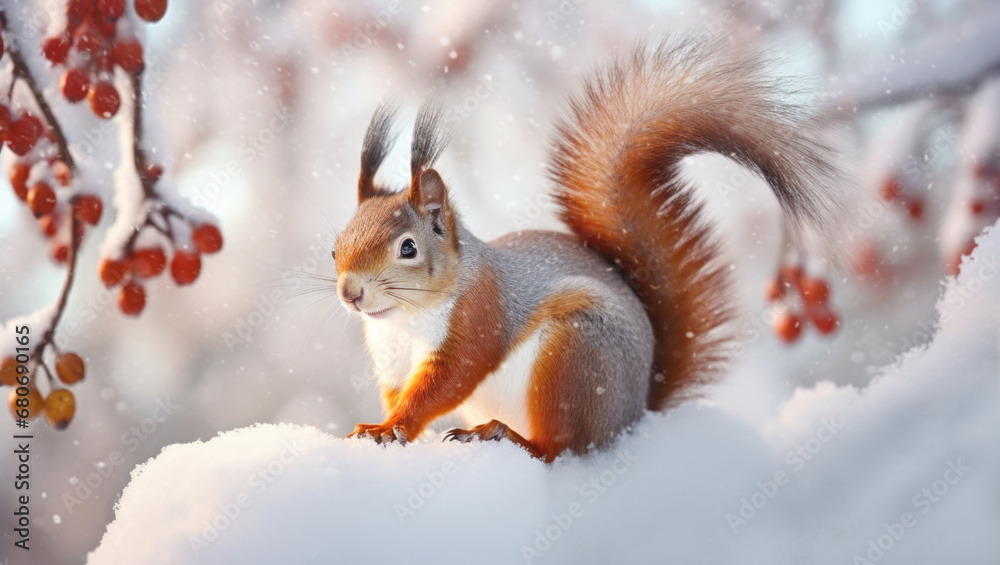 Close up of a Red Squirrel in winter Close up of a Red Squirrel in winter