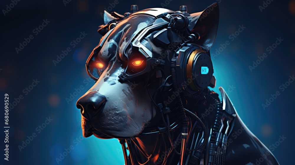 Anthropomorphic cyber dog - obrazy, fototapety, plakaty 