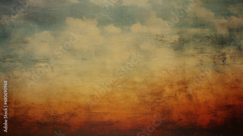 Vintage-inspired abstract sunset, distressed textures, grainy feel, soft, muted colors, warm light
