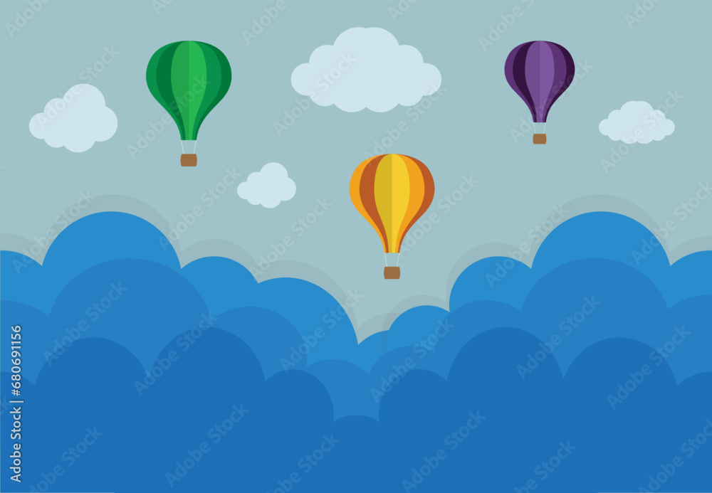 Obraz premium Colorful hot air balloon and cloud.