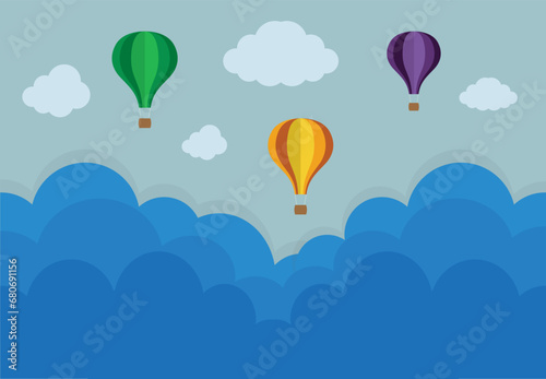 Fototapeta Naklejka Na Ścianę i Meble -  Colorful hot air balloon and cloud.