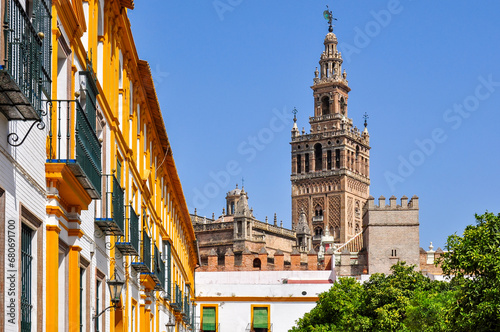 Giralda tower of Seville cathedral, Andalusia, Spain photo