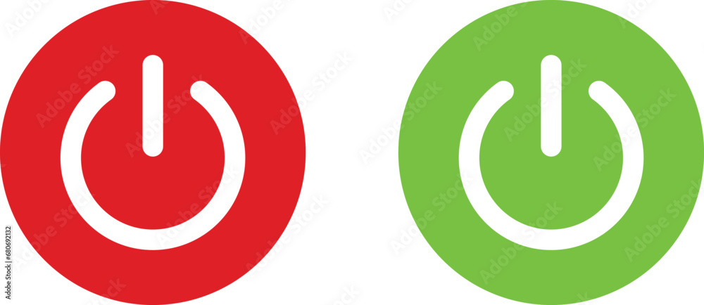 Red and green power buttons . Power switch buttons isolated on white background . Vector illustration - obrazy, fototapety, plakaty 