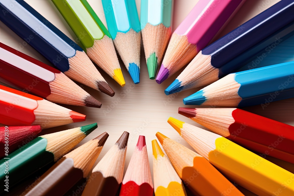 abstract background of color pencil close up top view, Generative Ai abstract background of color pencil close up top view, Generative Ai