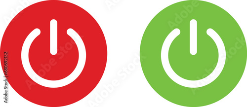 Red and green power buttons . Power switch buttons isolated on white background . Vector illustration photo