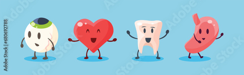 Funny Human Internal Body Organ Character Vector Set