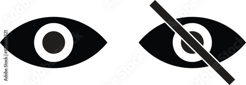 See and unseen symbol . Vision and invisible eye icons . Vector illustration