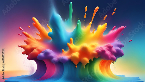 Bunte Regenbogen-Holi-Farbpulver-Explosion mit leuchtenden Farben  isolierter wei  er  breiter Panorama-Hintergrund