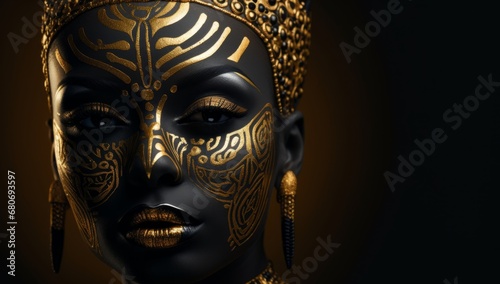 Mysterious Masquerade: A Woman Concealed in a Captivating Gold and Black Mask