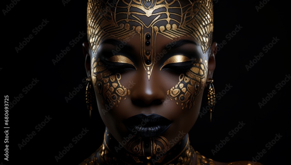 The Golden Goddess: A Woman Bedecked in Gold and Shimmering Jewelry The Golden Goddess: A Woman Bedecked in Gold and Shimmering Jewelry