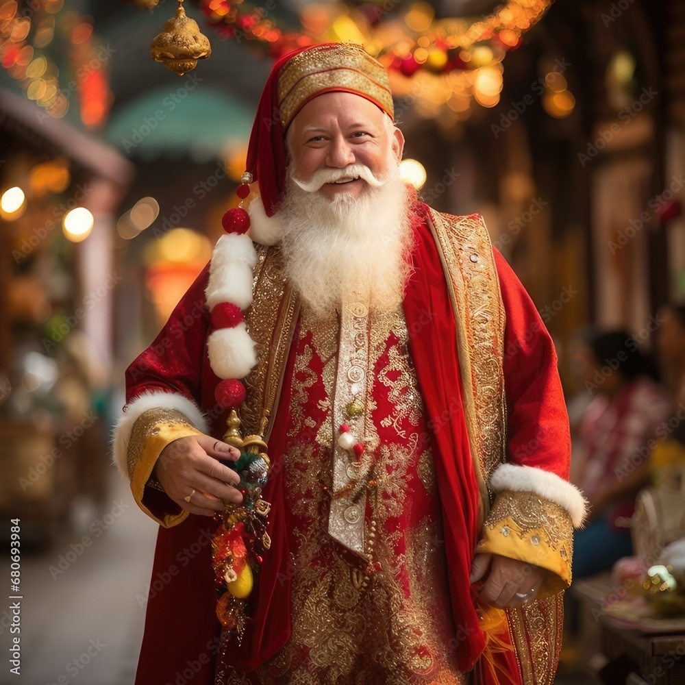 Santa's Merry Visit to India: A Joyful Celebration, generative AI