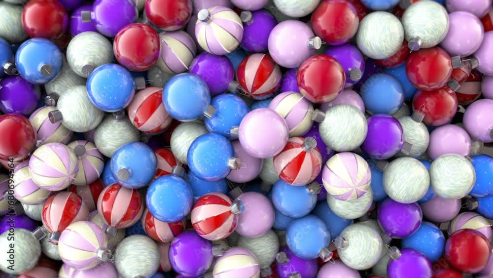 New Year baubles. Christmas decoration. Looped animation.