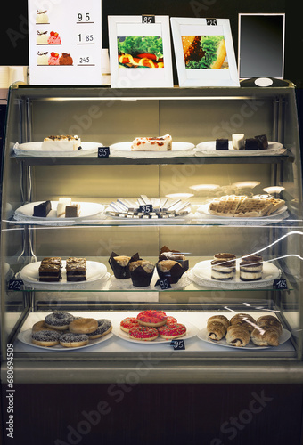 cakes at sale in cafe buffet