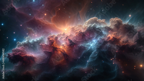 Nebulae with intricate filaments and tendrils  resembling celestial works of art - AI Generative