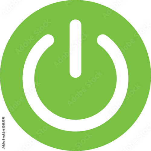 Switch on button . Green power button . Start icon 