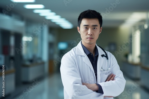 young asian doctor working at a hospital