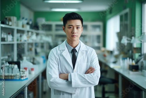 Portrait of a young Asian scientist in a laboratory
