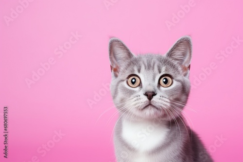Studio shot capturing cat on vibrant backdrop