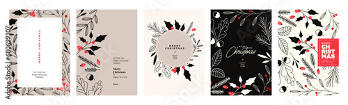 Merry Christmas and Happy New Year greeting cards. Vector illustration concepts for background, greeting card, party invitation card, website banner, social media banner, marketing material.