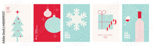 Set of Christmas and New Year greeting cards. Vector illustration concepts for graphic and web design, social media banner, marketing material. photo