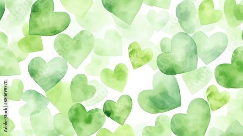 Wallpaper Mural Seamless Background of painted Hearts in green Watercolors. Romantic Wallpaper Torontodigital.ca