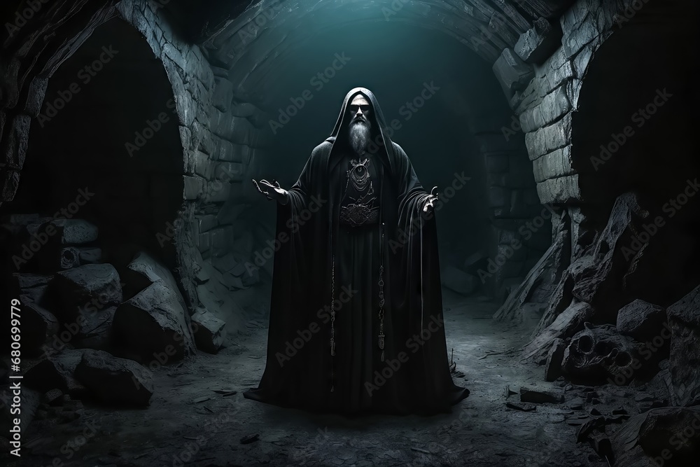 CrnoBog or Dark God is the Slavic god of darkness and the ruler of the world of the dead. His underground realm is black and dark CrnoBog or Dark God is the Slavic god of darkness and the ruler of the world of the dead. His underground realm is black and dark