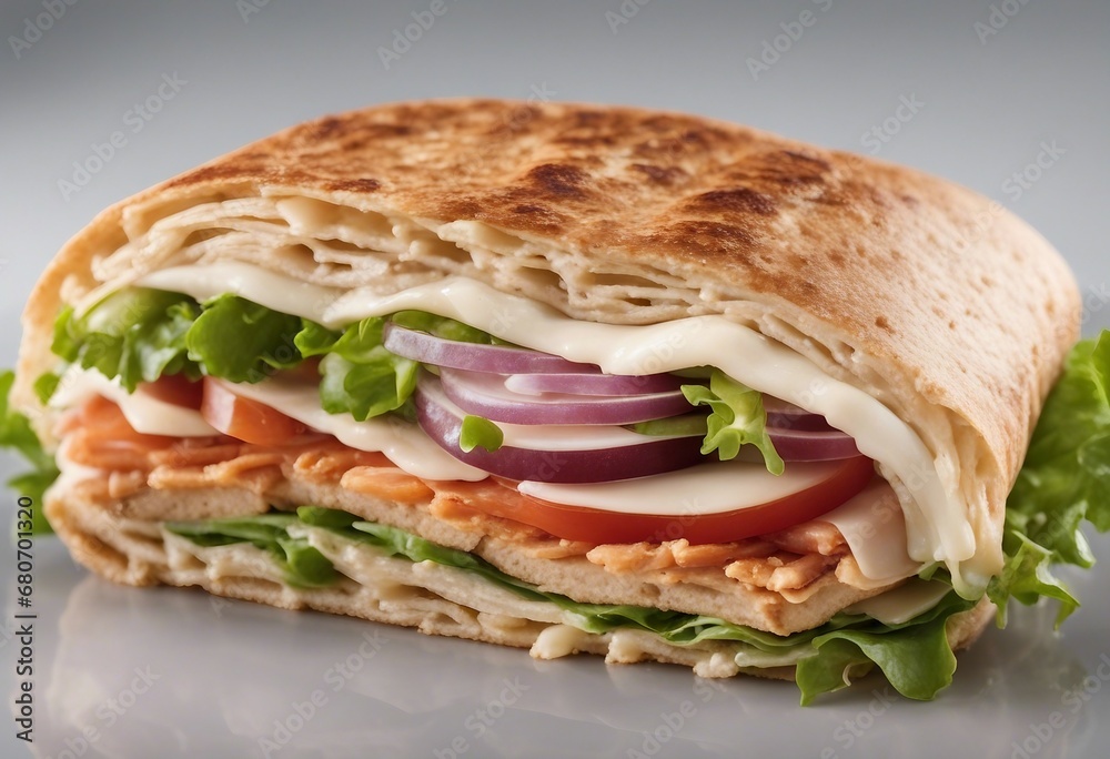 Shawrma sandwitch wrap isolated on gray background