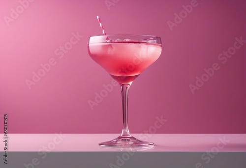 Pink cocktail isolated on pink background