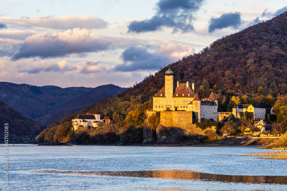 Schoenbuehel castle at the Danube river in Wachau, Lower Austria