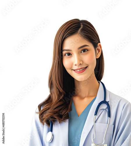 Woman doctor on a blank background
