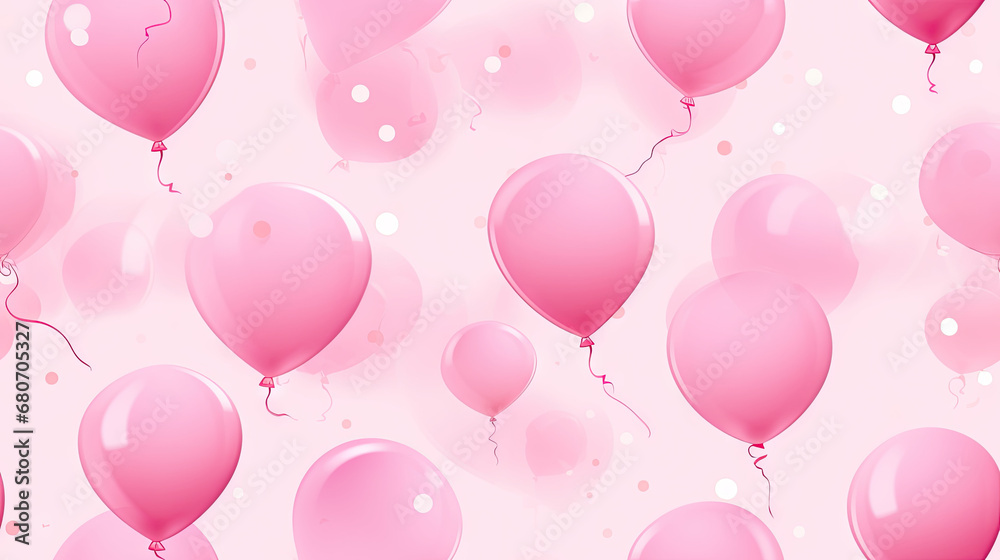seamless pattern pink balloons, birthday card