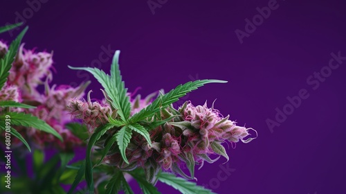 Cannabis flower. Blooming cannabis plant. Medicinal indica with CBD