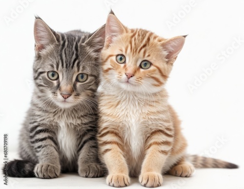 two kittens isolated on white