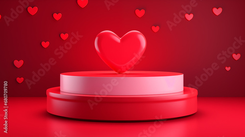 Beauty Product Podium with Heart: A 3D Rendered Mock-up for Valentine’s Day, Mother’s Day, and Wedding Displays