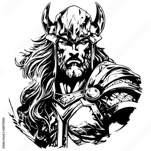 Thor god of thunder. Son of Odin.  Thor vector graphic.