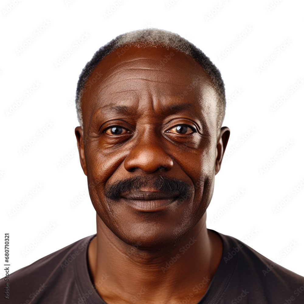 middle aged african man male with mustache . white background. generative ai middle aged african man male with mustache . white background. generative ai