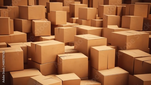 Several brown shipping cartons - created with generative AI